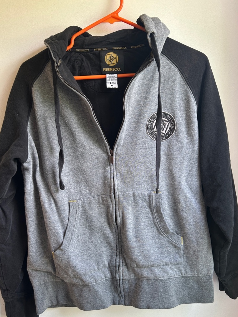 FitBikeCo Gray and Black Zip-Up Hoodie Sweatshirt